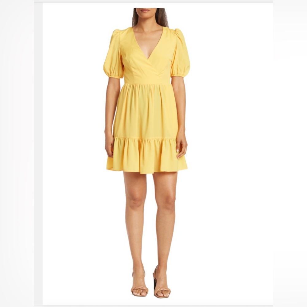 Eliza J Yellow Puff Sleeve Dress